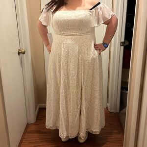 Azazie Off-Shoulder Lace Wedding Dress